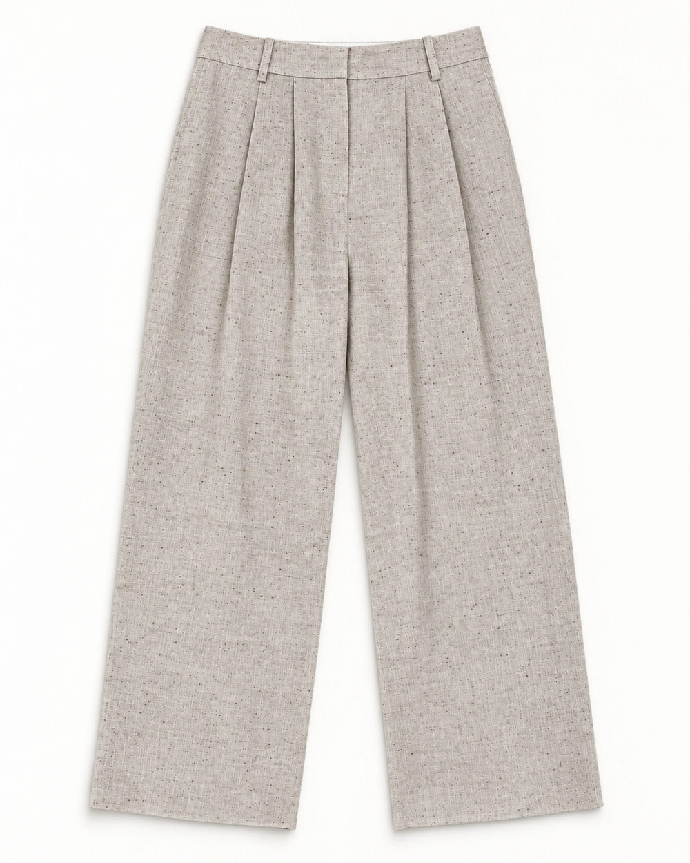CO Double Pleated Hemp Silk Wide Leg Pant in Dark Oat Mlange